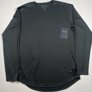 NWT BLYT Basics Drop Cut Long Sleeve Lux Shirt Dark Charcoal Mens Size L